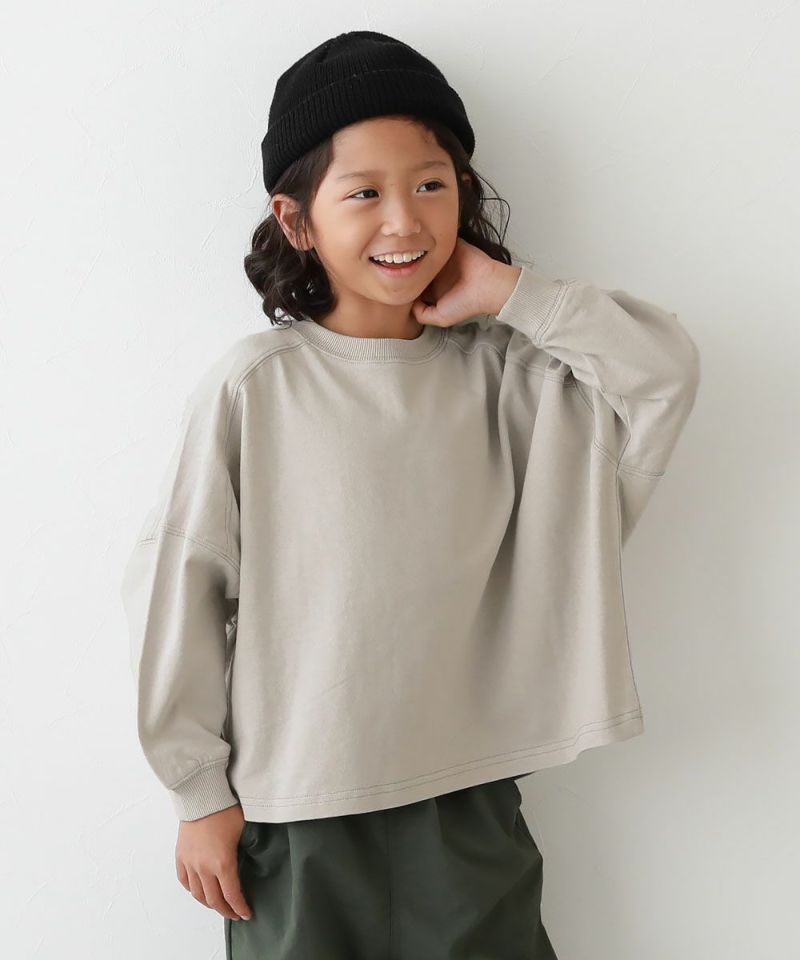 devirock 拼接縫線蝙蝠袖長袖T恤