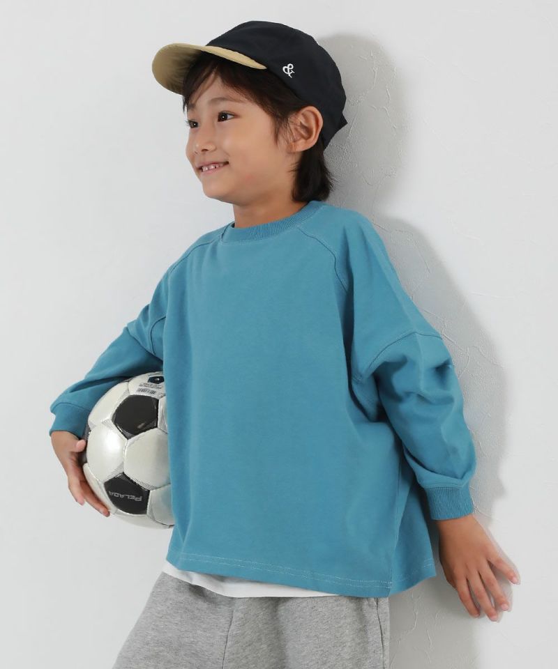 devirock 拼接縫線蝙蝠袖長袖T恤