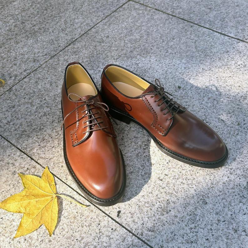 日本製HARUTA 簡約素面綁帶皮鞋 #711