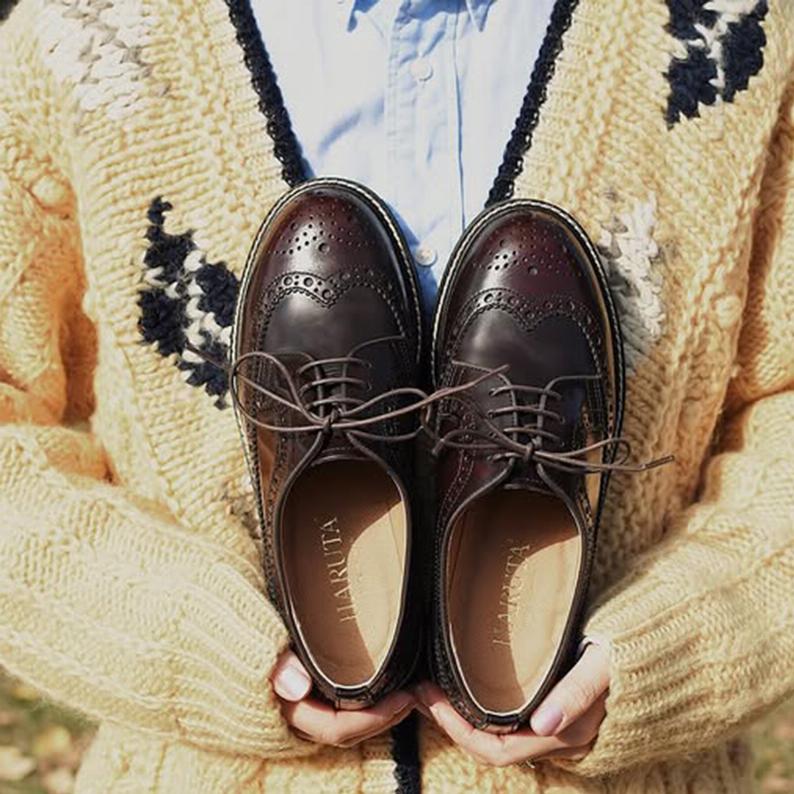 日本製HARUTA 雕花翼紋皮鞋 #379KS