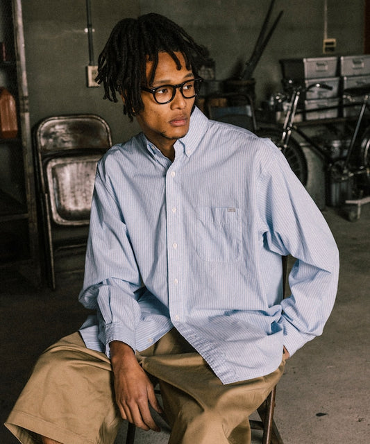 NAUTICA Stripe BD Shirt Chambray L/S Shirts 口袋條紋襯衫