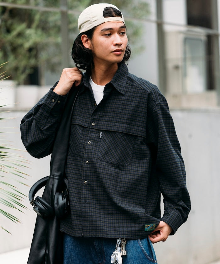 FREAK'S STORE x Foxfire pocket long sleeve flannel check shirt 長袖釣魚口袋法蘭絨襯衫
