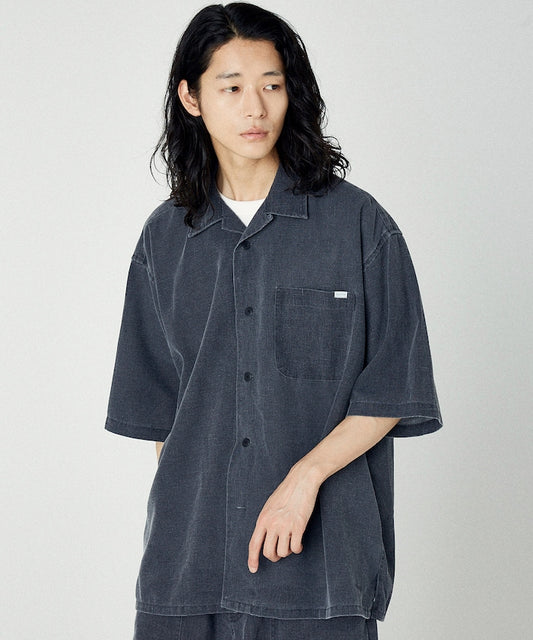 NAUTICA Wide silhouette open collar shirt 水洗口袋短袖襯衫