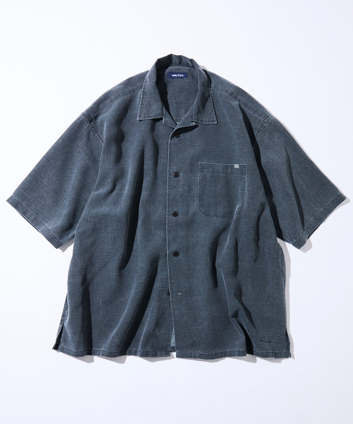 NAUTICA Wide silhouette open collar shirt 水洗口袋短袖襯衫