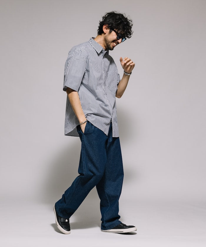 FREAK'S STORE Typewriter Regular Collar Short Sleeve Striped Shirt 短袖條紋襯衫