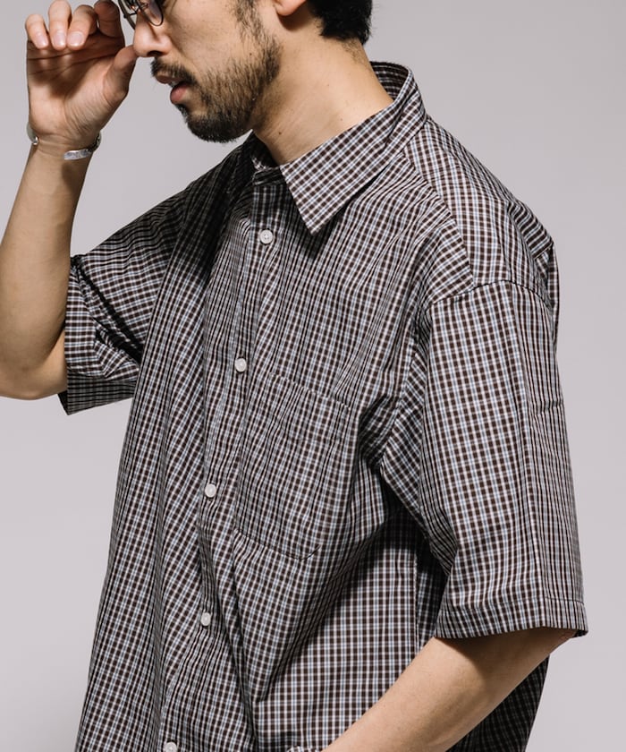 FREAK'S STORE Relaxed Fit Typewriter Regular Collar Short Sleeve Check Shirt 短袖格紋襯衫
