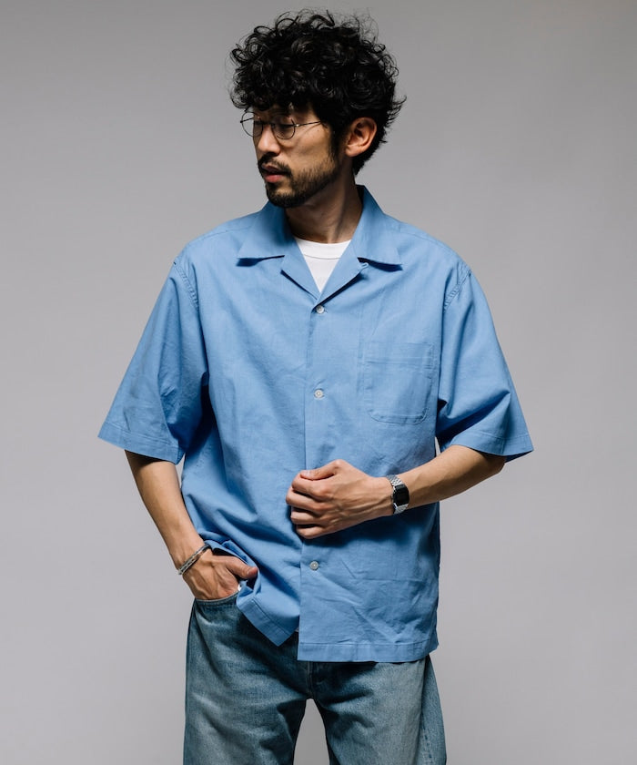 HINSON Custom cotton linen open collar short sleeve shirt 棉麻短袖襯衫