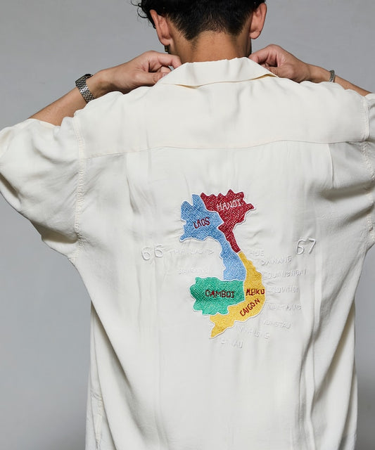 HINSON relaxed fit Nylon souvenir shirt 寬版刺繡短袖襯衫