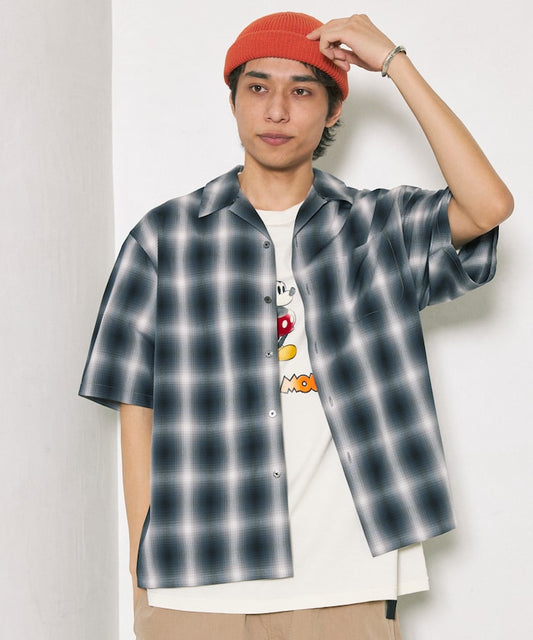 FREAK'S STORE NEW LOOSE FIT OMBRE CHECK SHIRT SS 短袖格紋襯衫