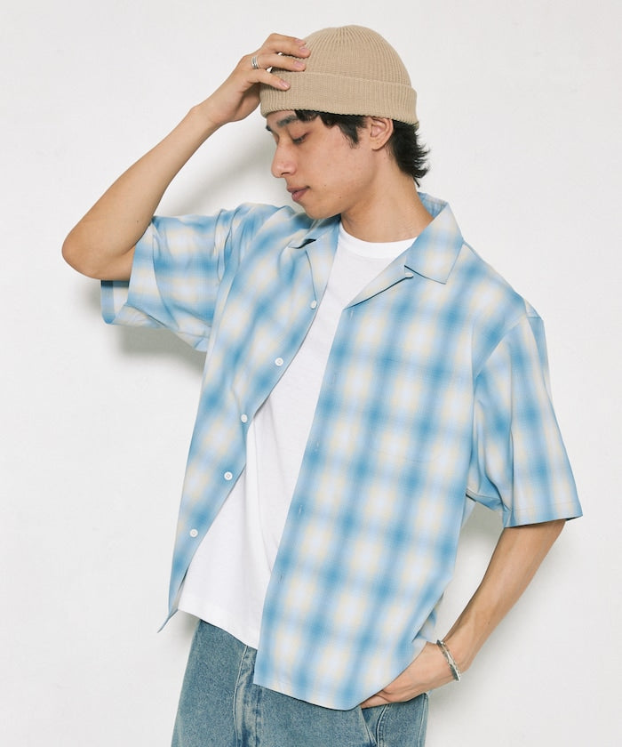 FREAK'S STORE NEW LOOSE FIT OMBRE CHECK SHIRT SS 短袖格紋襯衫