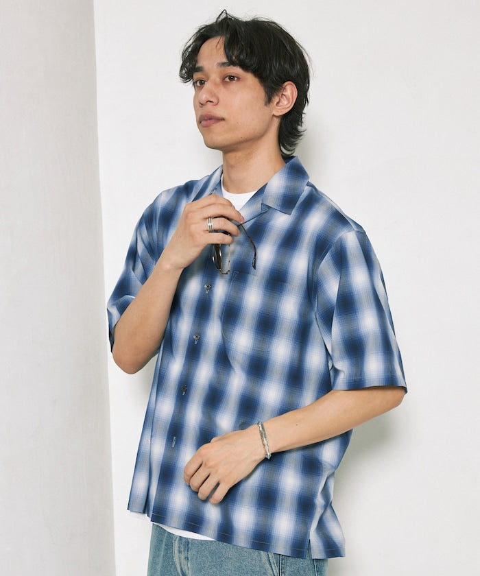FREAK'S STORE NEW LOOSE FIT OMBRE CHECK SHIRT SS 短袖格紋襯衫