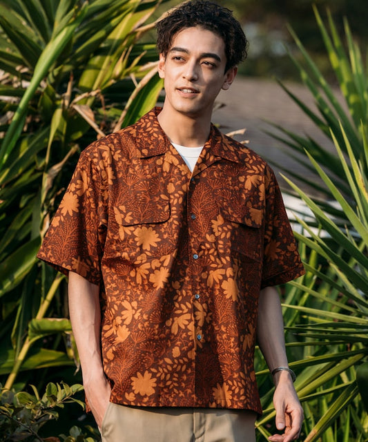 FREAK'S STORE Relaxed fit Batik print open collar shirt / tree pattern 印花短袖襯衫