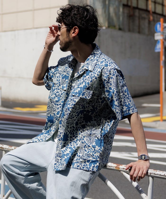 FREAK'S STORE Relaxed fit Batik print open collar shirt / tree pattern 印花短袖襯衫