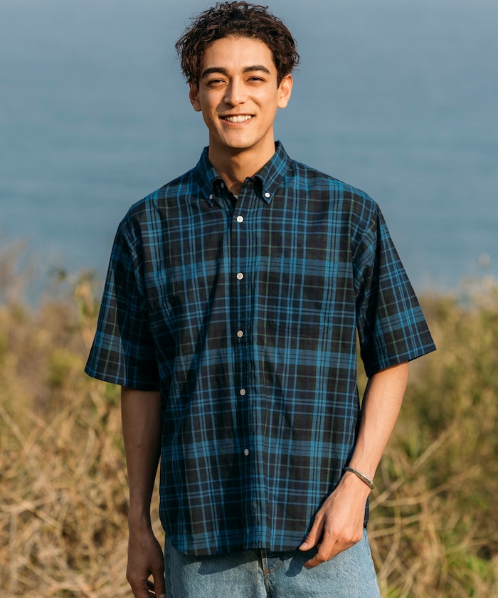 FREAK'S STORE Relaxed Fit Dark Madras Check Button Down Shirt 馬德拉斯格紋短袖襯衫