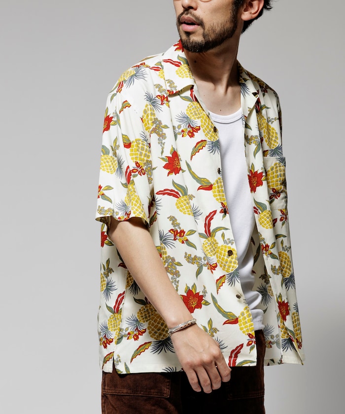 FREAK'S STORE Relaxed fit washable Nylon open collar aloha shirt 短袖夏威夷襯衫