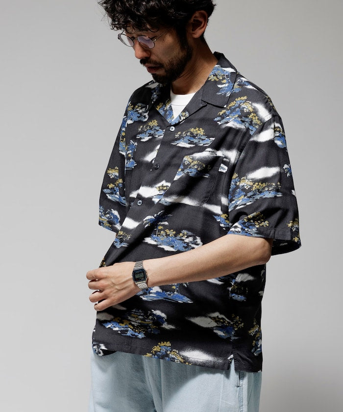 FREAK'S STORE Relaxed fit washable Nylon open collar aloha shirt 短袖夏威夷襯衫