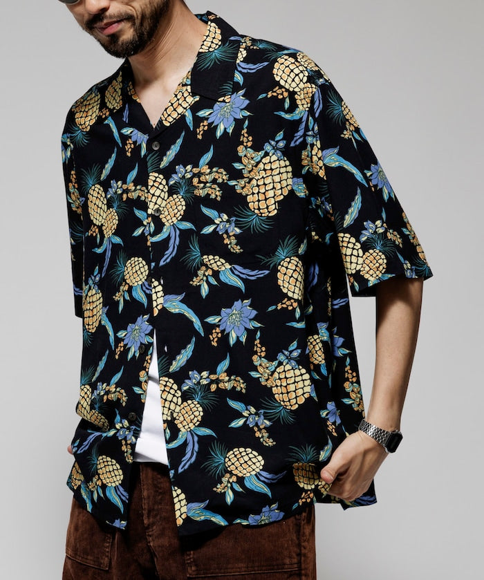 FREAK'S STORE Relaxed fit washable Nylon open collar aloha shirt 短袖夏威夷襯衫