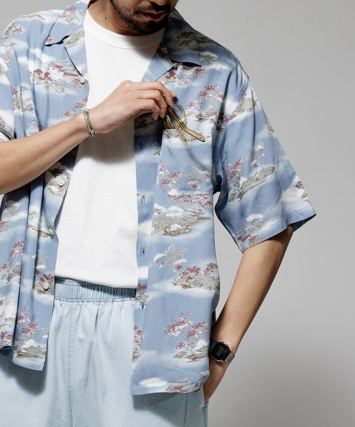 FREAK'S STORE Relaxed fit washable Nylon open collar aloha shirt 短袖夏威夷襯衫