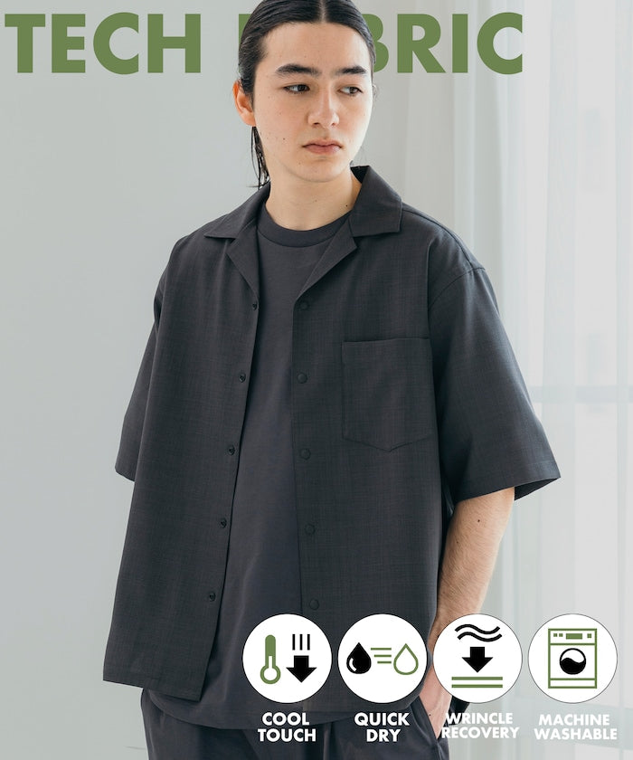 FREAK'S STORE Quick-drying material Relaxed fit Open collar shirt 寬版亞麻短袖襯衫