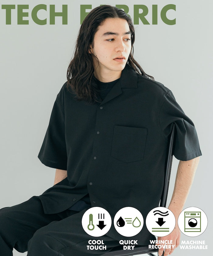 FREAK'S STORE Quick-drying material Relaxed fit Open collar shirt 寬版亞麻短袖襯衫