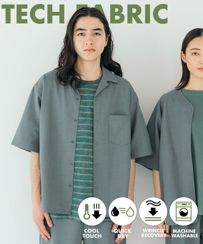 FREAK'S STORE Quick-drying material Relaxed fit Open collar shirt 寬版亞麻短袖襯衫