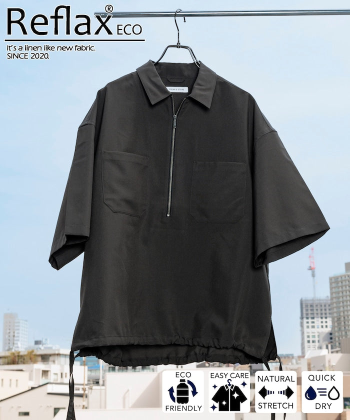 FREAK'S STORE Reflax Functional Fabric Relaxed Fit Half Zip Shirt 半拉鍊寬版襯衫短袖