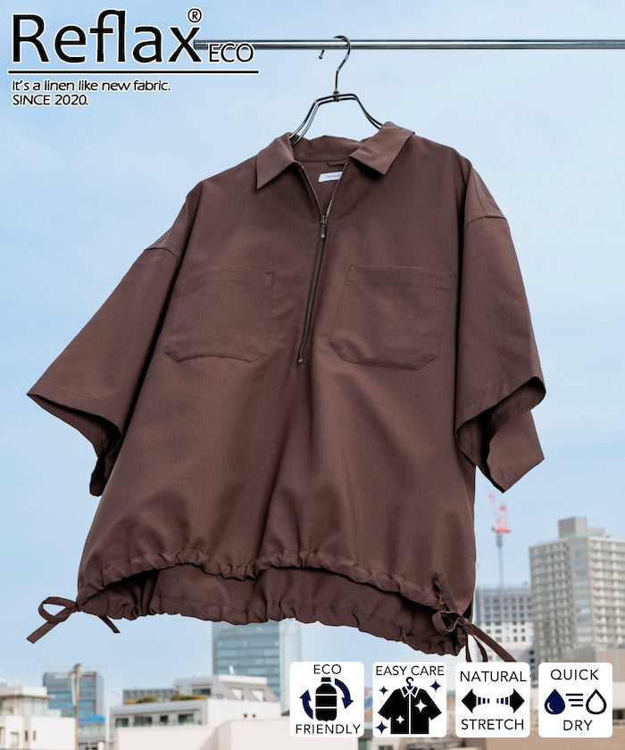 FREAK'S STORE Reflax Functional Fabric Relaxed Fit Half Zip Shirt 半拉鍊寬版襯衫短袖