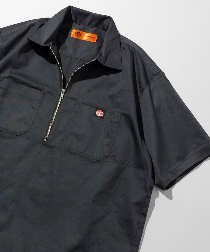 RED KAP relaxed fit half zip one point logo Short 半拉鍊工裝短袖襯衫