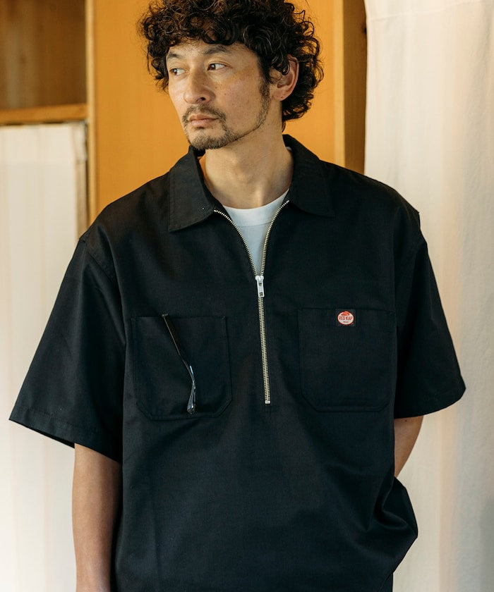 RED KAP relaxed fit half zip one point logo Short 半拉鍊工裝短袖襯衫