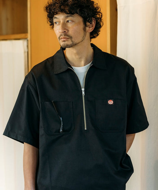 RED KAP relaxed fit half zip one point logo Short 半拉鍊工裝短袖襯衫