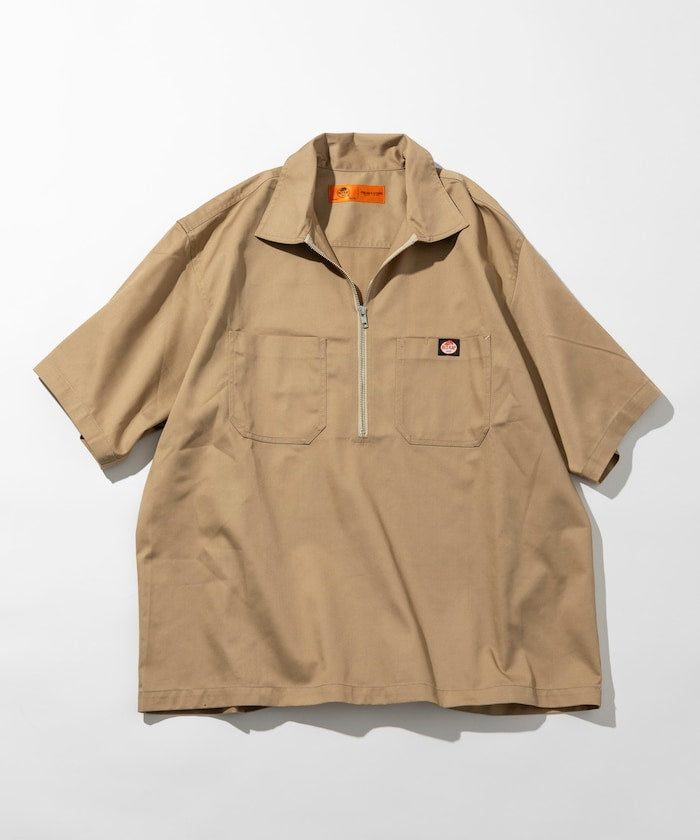 RED KAP relaxed fit half zip one point logo Short 半拉鍊工裝短袖襯衫