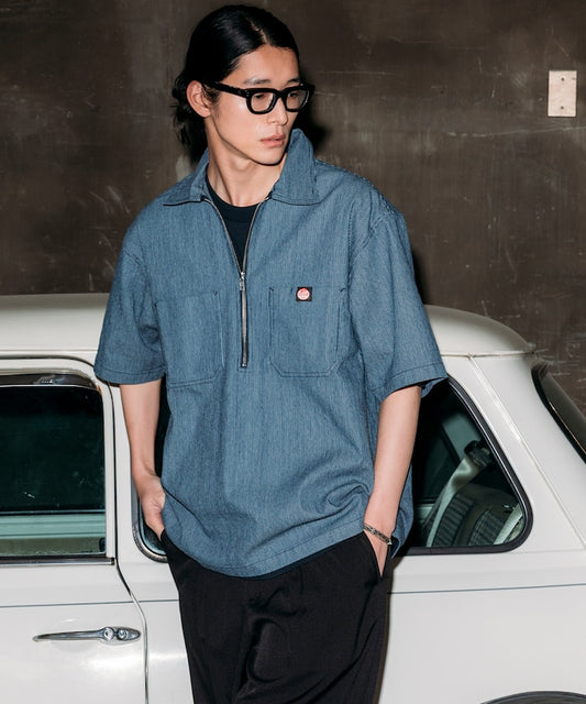 RED KAP relaxed fit half zip one point logo Short 半拉鍊口袋短袖襯衫