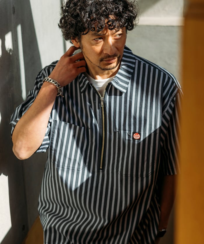 RED KAP relaxed fit half zip one point logo Short 半拉鍊口袋短袖襯衫
