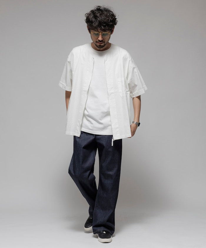 HINSON 限定 無領開襟拉鍊短袖襯衫