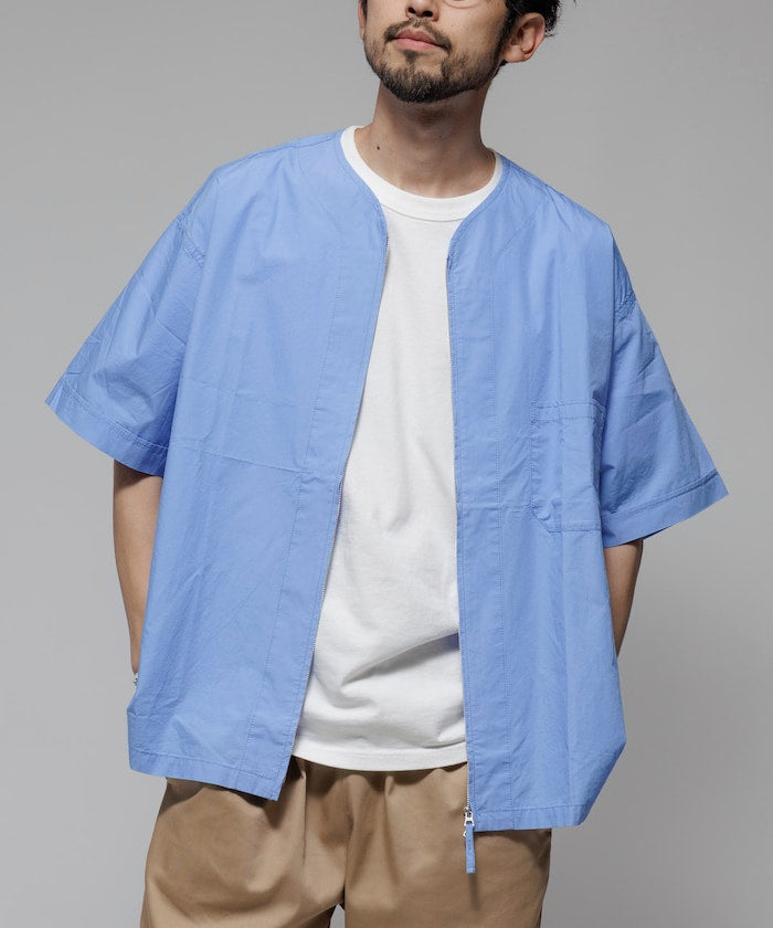 HINSON 限定 無領開襟拉鍊短袖襯衫