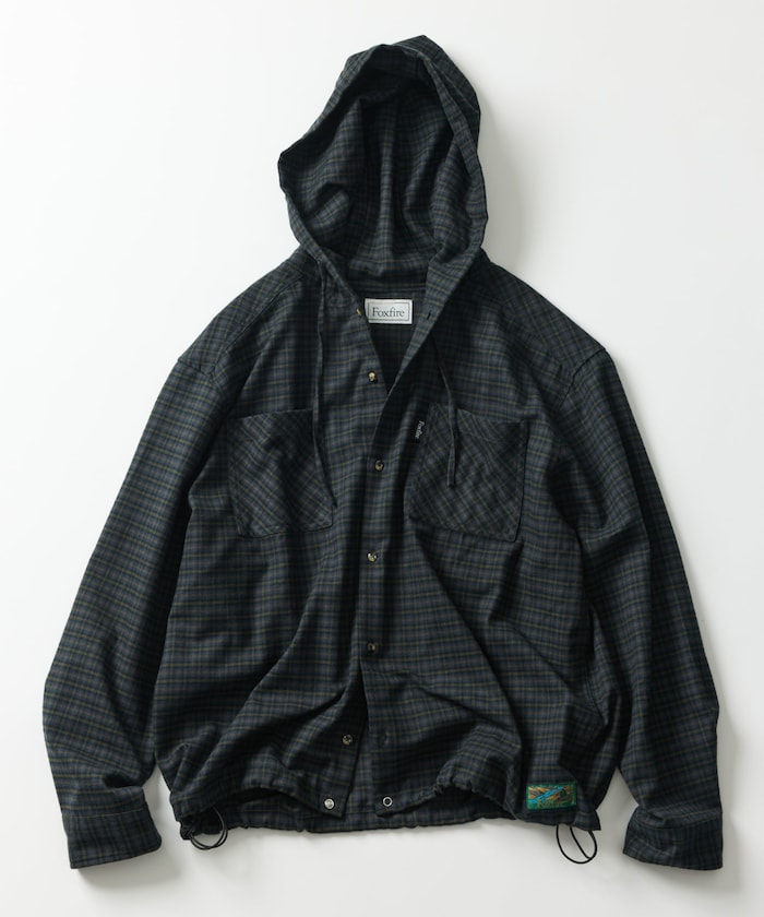 FREAK'S STORE x Foxfire relaxed fit flannel check hoodie shirt 寬版法蘭絨格紋連帽衫