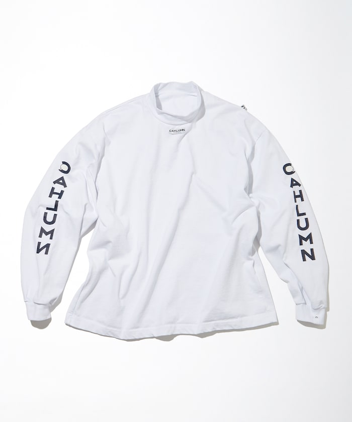 CAHLUMN Heavy weight Jersey Mock Neck L/S Print Tee厚磅棉質長袖logo大學T