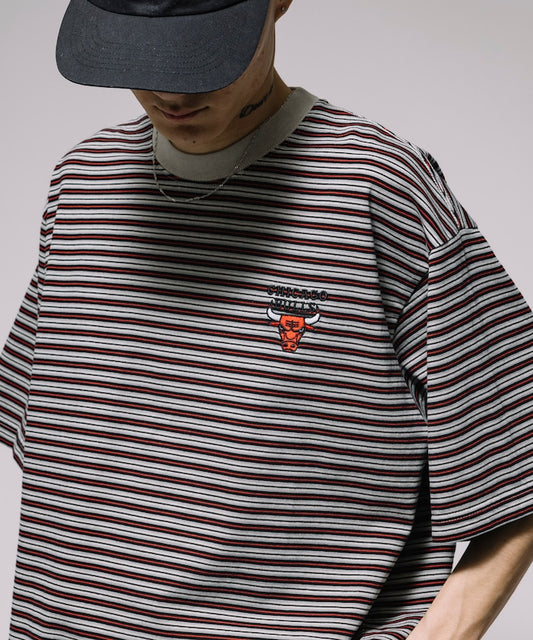 FREAK'S STORE NBA exclusive multi-border crew neck T-shirt 球隊刺繡條紋短袖T恤