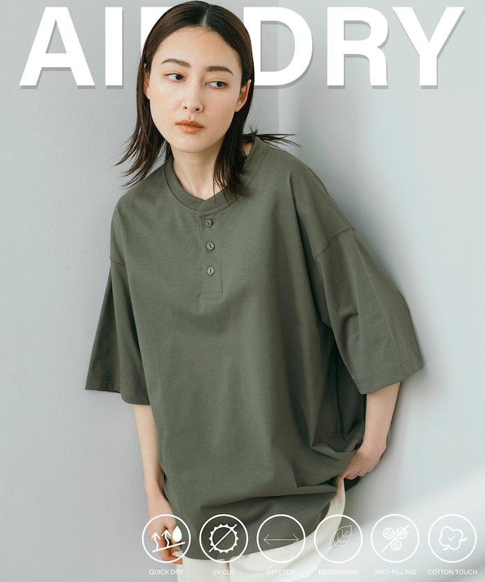 FREAK'S STORE AIRDRY 7.7 oz. big silhouette Henley neck T-shirt 亨利领 T恤