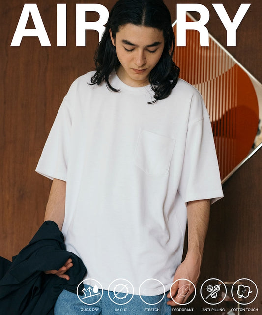 FREAK'S STORE AIRDRY pique knit crew neck pocket T-shirt 圓領口袋T恤