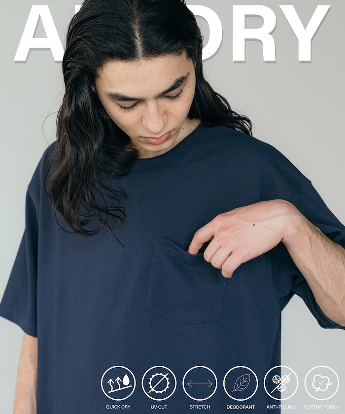 FREAK'S STORE AIRDRY pique knit crew neck pocket T-shirt 圓領口袋T恤