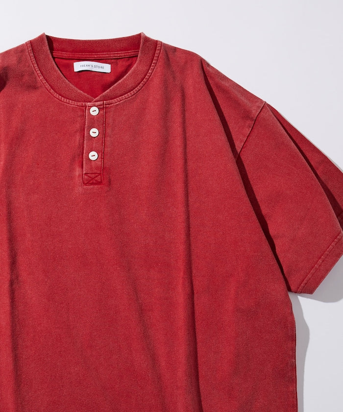 FREAK'S STORE Relaxed fit powdered Henley short sleeve T-shirt 寬版亨利領短袖T恤