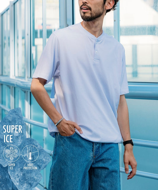 FREAK'S STORE SUPER ICE 涼感亨利領短袖上衣