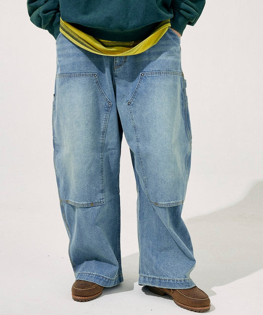 NAUTICA Super Wide Curve Double Knee Painter Pant 寬版錐形工裝單寧牛仔褲