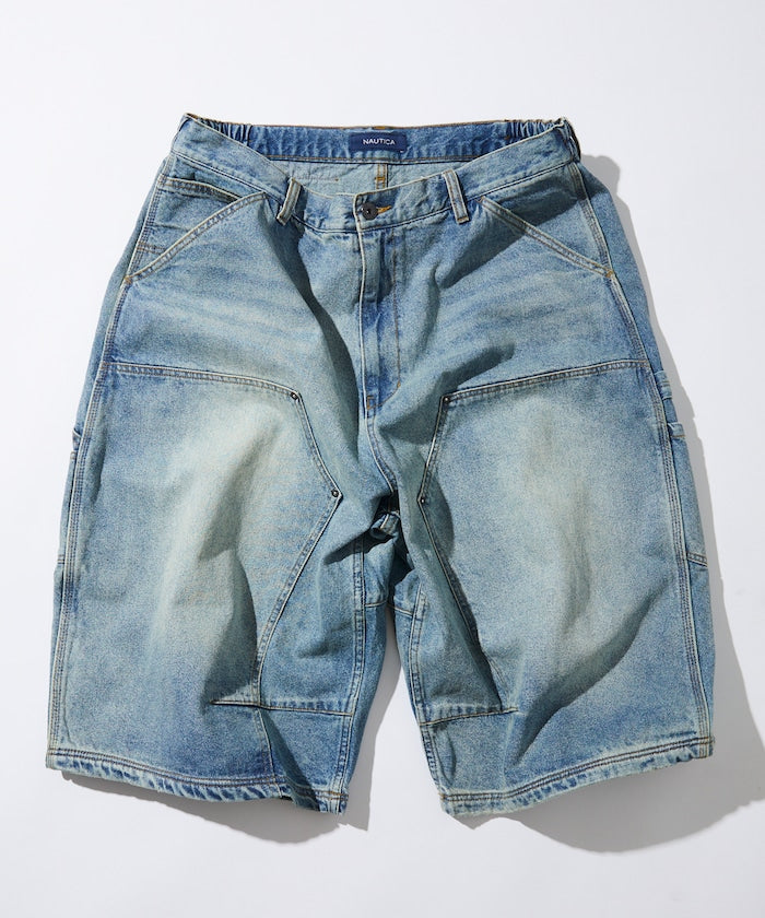 NAUTICA Super Wide Curve Double Knee Denim Cropped Pants 超寬版弧形雙層牛仔九分褲