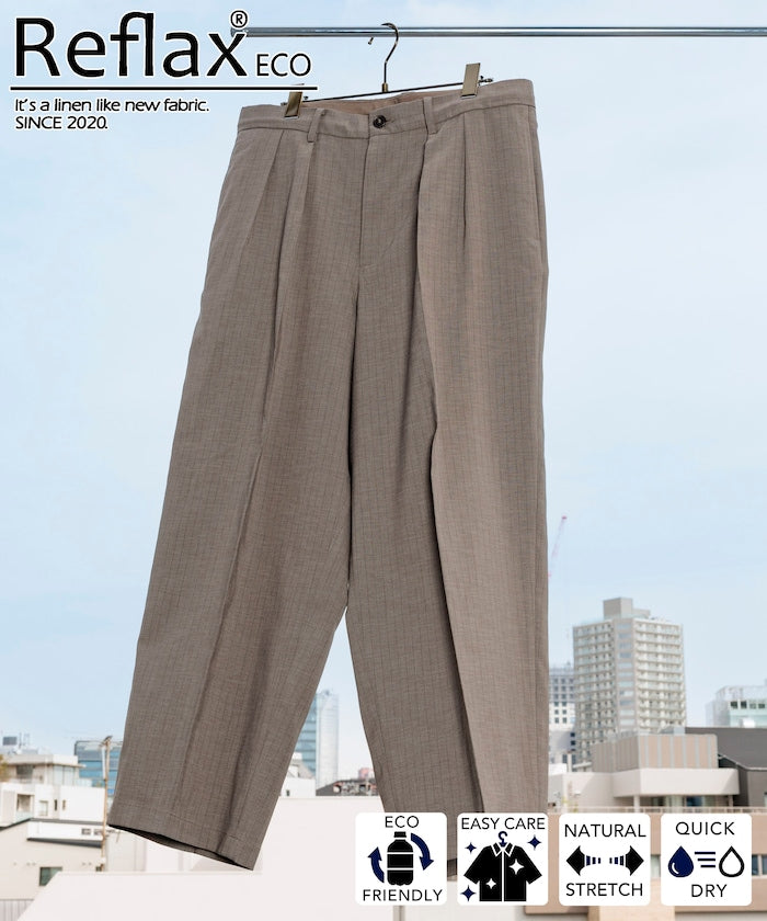 FREAK'S STORE Reflax Functional Material Wide Silhouette Easy Striped Slacks Pants 寬版條紋休閒褲