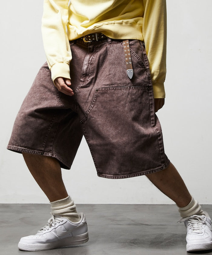 FREAK'S STORE Wide silhouette baggy double knee denim shorts 寬版牛仔短褲