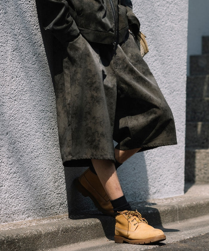 FREAK'S STORE Vintage-like leatherette baggy shorts 復古皮革寬鬆短褲