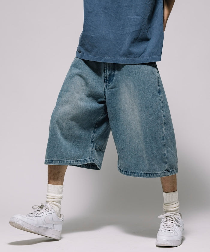 FREAK'S STORE Wide silhouette vintage processed curve denim cropped Pants 寬版牛仔七分褲
