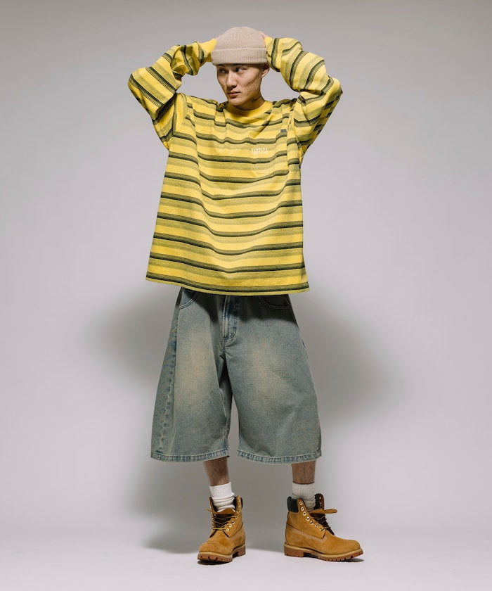 FREAK'S STORE Wide silhouette vintage processed curve denim cropped Pants 寬版牛仔七分褲